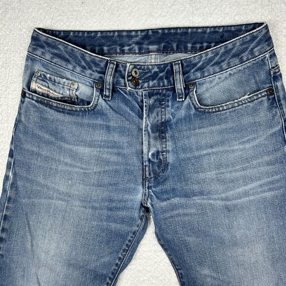 Diesel Jeans Men 30x30* Rabox Button Fly Blue Straight Leg Distressed Italy Fade - Picture 4 of 16